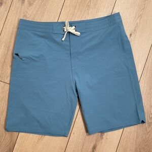 Prana Fenton Boardshorts High Tide Blue Swim Trunks Water Shorts‎ Mens 36